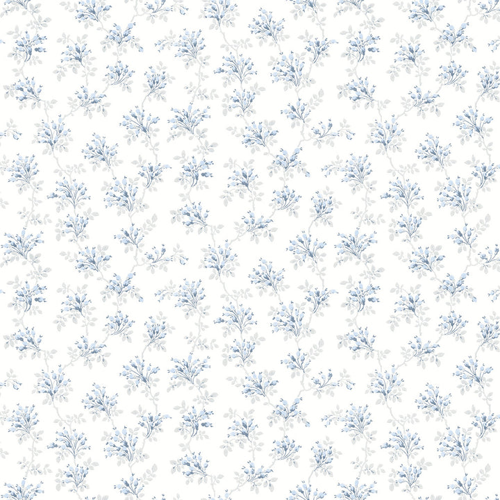 Sofiane Blue Botanical Trail Wallpaper by Chesapeake Delphine Covers about 56.4 square feet 20.5-in by 33-ft long roll Prepasted 20.5 - Fabric Carolina -