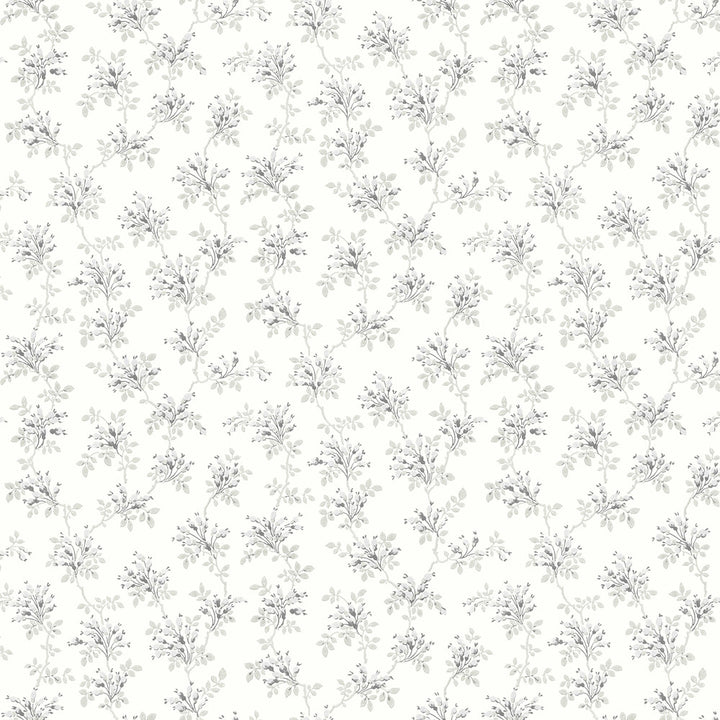 Sofiane Grey Botanical Trail Wallpaper by Chesapeake Delphine Covers about 56.4 square feet 20.5-in by 33-ft long roll Prepasted 20.5 - Fabric Carolina -
