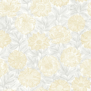Faustin Yellow Floral Wallpaper by Chesapeake