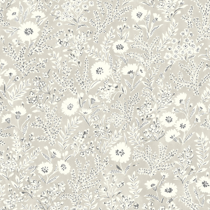 Agathon Taupe Floral Wallpaper by Chesapeake Delphine Covers about 56.4 square feet 20.5-in by 33-ft long roll Prepasted 20.5 - Fabric Carolina -