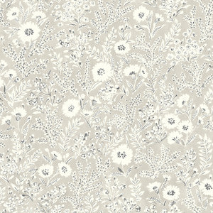 Agathon Taupe Floral Wallpaper by Chesapeake