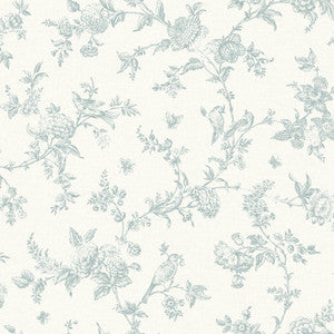 Nightingale Seafoam Floral Trail Wallpaper by Chesapeake
