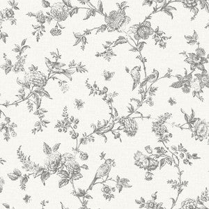 Nightingale Charcoal Floral Trail Wallpaper by Chesapeake
