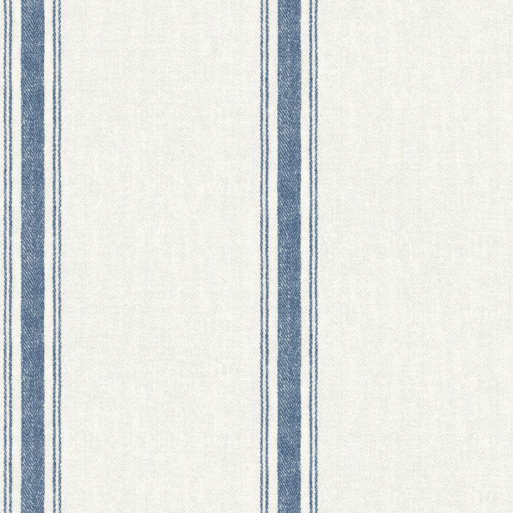 Linette Navy Fabric Stripe Wallpaper by Chesapeake Delphine Covers about 56.4 square feet 20.5-in by 33-ft long roll Prepasted 20.5 - Fabric Carolina -