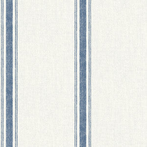 Linette Navy Fabric Stripe Wallpaper by Chesapeake