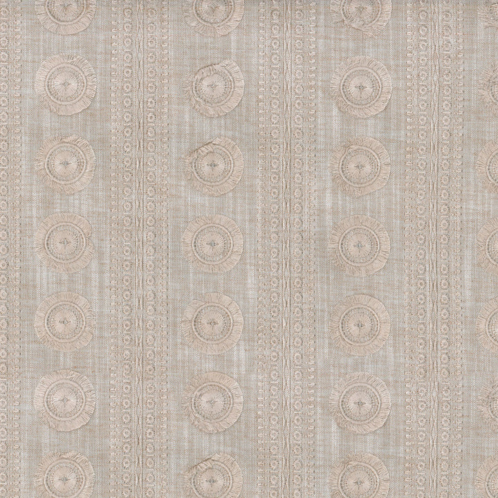 Adornment Emb Sandrift 407370 by PKL Studio Fabric - Base:83% Polyester 11% Cotton 6% Linen Embroid:100% Rayon INDIA 9000 Horizontal: 3.8 and Vertical: 3 55 - Fabric Carolina -