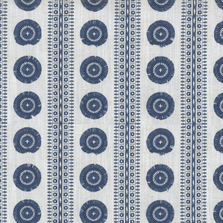 Adornment Emb Midnight 407372 by PKL Studio Designer Fabric BESPOKEN I Base:83% Polyester 11% Cotton 6% Linen Embroid:100% Rayon INDIA Wyzenbeek 9,000 Horizontal: 3.80" and Vertical: 3.00" 55" - Swanky Fabrics -