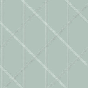 Walcott Seafoam Stitched Trellis Wallpaper by A-Street Prints