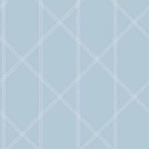 Walcott Light Blue Stitched Trellis Wallpaper by A-Street Prints