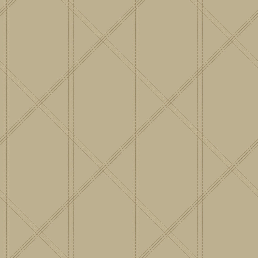 Walcott Taupe Stitched Trellis Wallpaper by A-Street Prints Designer