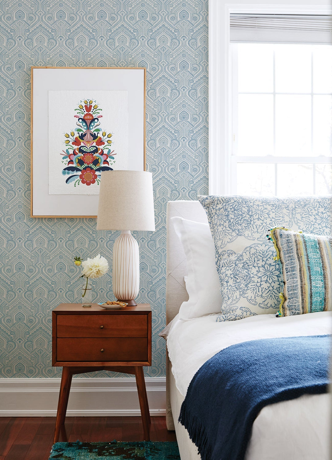 Fernback Blue Ornate Botanical Wallpaper by A-Street Prints Designer