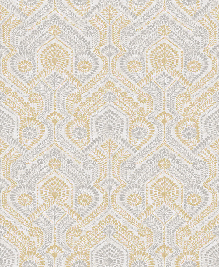 Fernback Yellow Ornate Botanical Wallpaper by A-Street Prints Georgia Covers about 56.4 square feet 20.5-in by 33-ft long roll Unpasted 12.6 - Fabric Carolina -