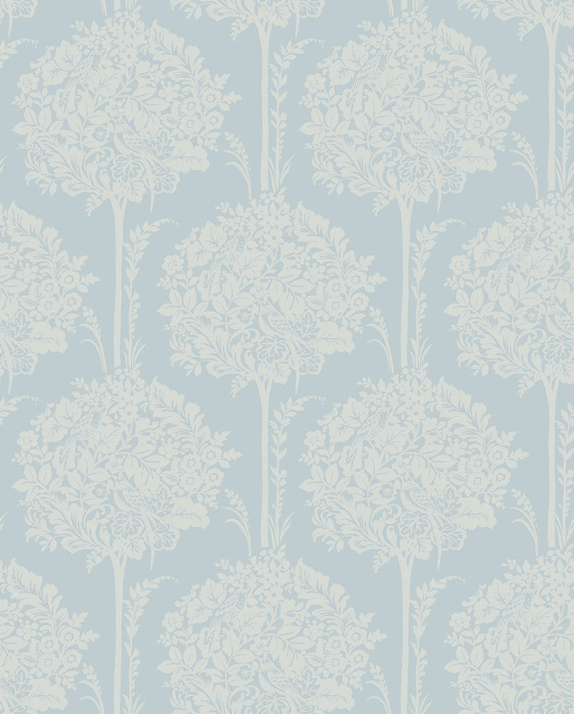 Zaria Light Blue Topiary Wallpaper by A-Street Prints Georgia Covers about 56.4 square feet 20.5-in by 33-ft long roll Unpasted 12.6 - Fabric Carolina -