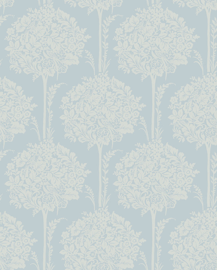 Zaria Light Blue Topiary Wallpaper by A-Street Prints Georgia Covers about 56.4 square feet 20.5-in by 33-ft long roll Unpasted 12.6 - Fabric Carolina -