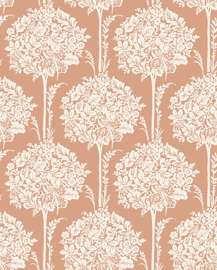 Zaria Apricot Topiary Wallpaper by A-Street Prints Georgia Covers about 56.4 square feet 20.5-in by 33-ft long roll Unpasted 12.6 - Fabric Carolina -