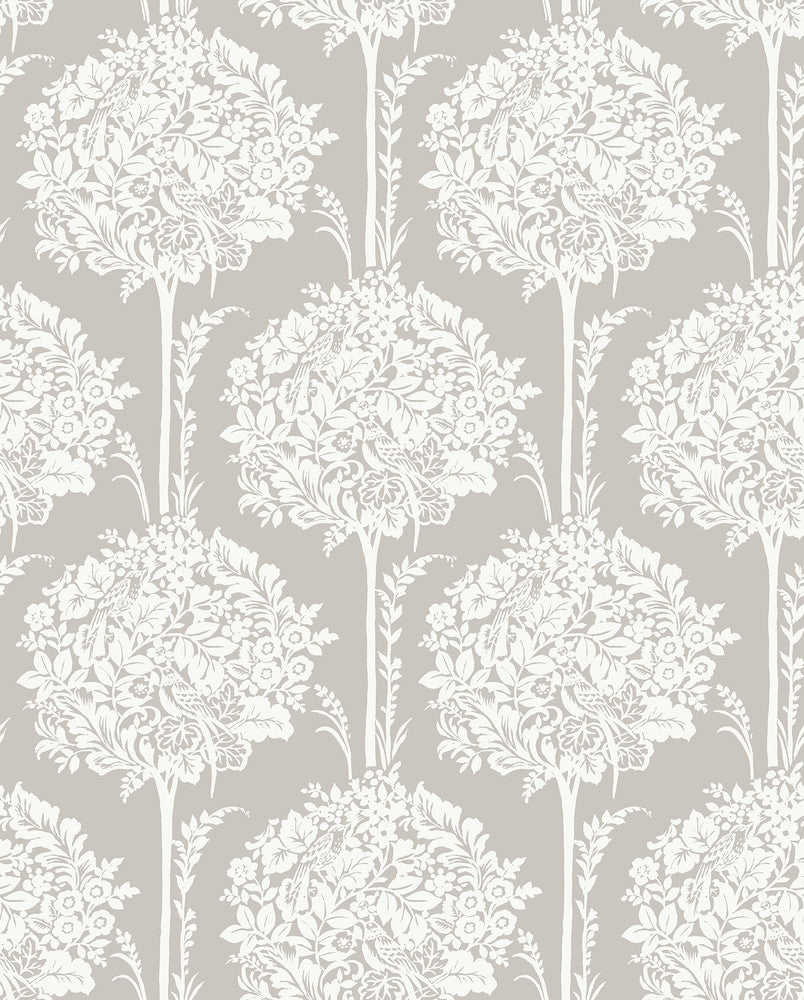 Zaria Grey Topiary Wallpaper by A-Street Prints Georgia Covers about 56.4 square feet 20.5-in by 33-ft long roll Unpasted 12.6 - Fabric Carolina -