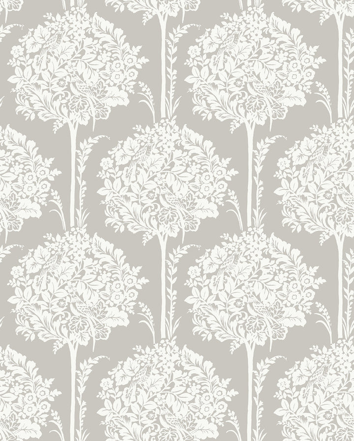 Zaria Grey Topiary Wallpaper by A-Street Prints Georgia Covers about 56.4 square feet 20.5-in by 33-ft long roll Unpasted 12.6 - Fabric Carolina -
