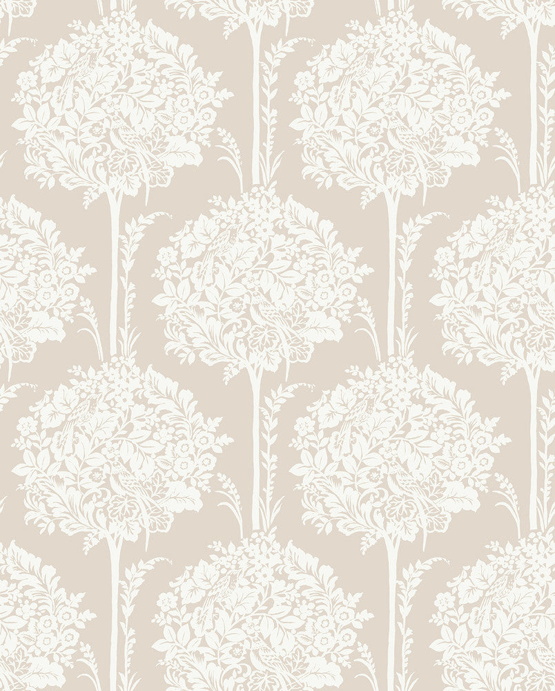 Zaria Taupe Topiary Wallpaper by A-Street Prints Georgia Covers about 56.4 square feet 20.5-in by 33-ft long roll Unpasted 12.6 - Fabric Carolina -