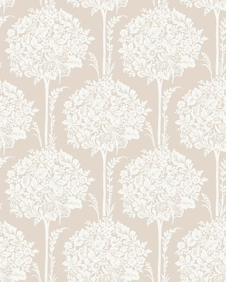 Zaria Taupe Topiary Wallpaper by A-Street Prints Georgia Covers about 56.4 square feet 20.5-in by 33-ft long roll Unpasted 12.6 - Fabric Carolina -