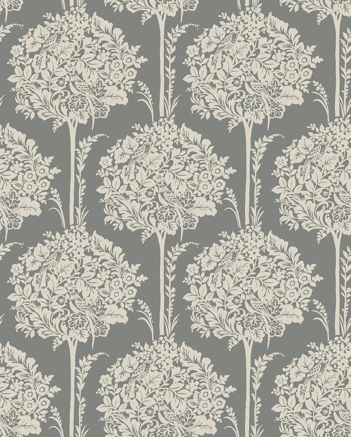 Zaria Slate Topiary Wallpaper by A-Street Prints Georgia Covers about 56.4 square feet 20.5-in by 33-ft long roll Unpasted 12.6 - Fabric Carolina -