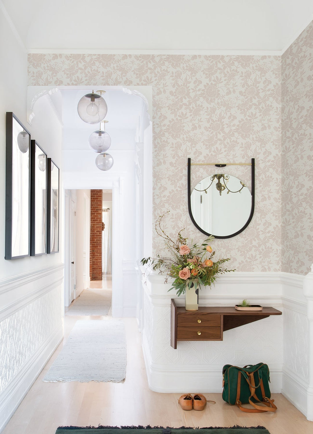 Helen Mauve Floral Trail Wallpaper by A-Street Prints Designer