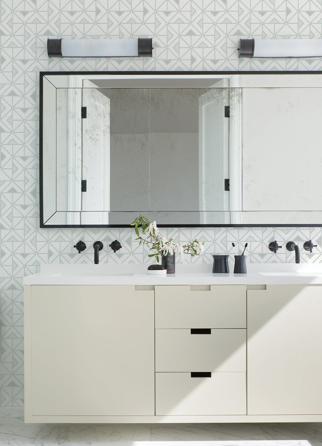 Jekyl Green Triangles Wallpaper by A-Street Prints Designer