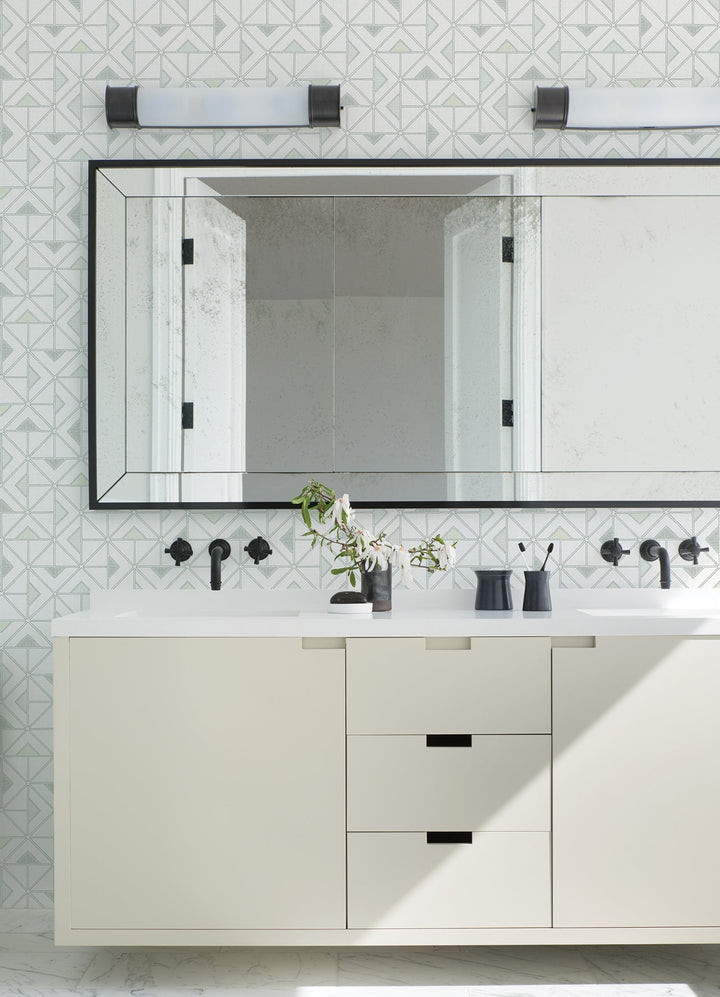 Jekyl Green Triangles Wallpaper by A-Street Prints Designer