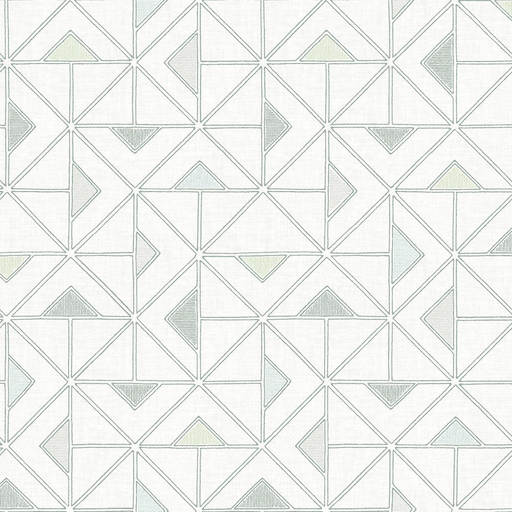 Jekyl Green Triangles Wallpaper by A-Street Prints Georgia Covers about 56.4 square feet 20.5-in by 33-ft long roll Unpasted 20.9 - Fabric Carolina -