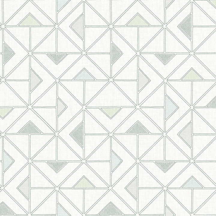 Jekyl Green Triangles Wallpaper by A-Street Prints Georgia Covers about 56.4 square feet 20.5-in by 33-ft long roll Unpasted 20.9 - Fabric Carolina -