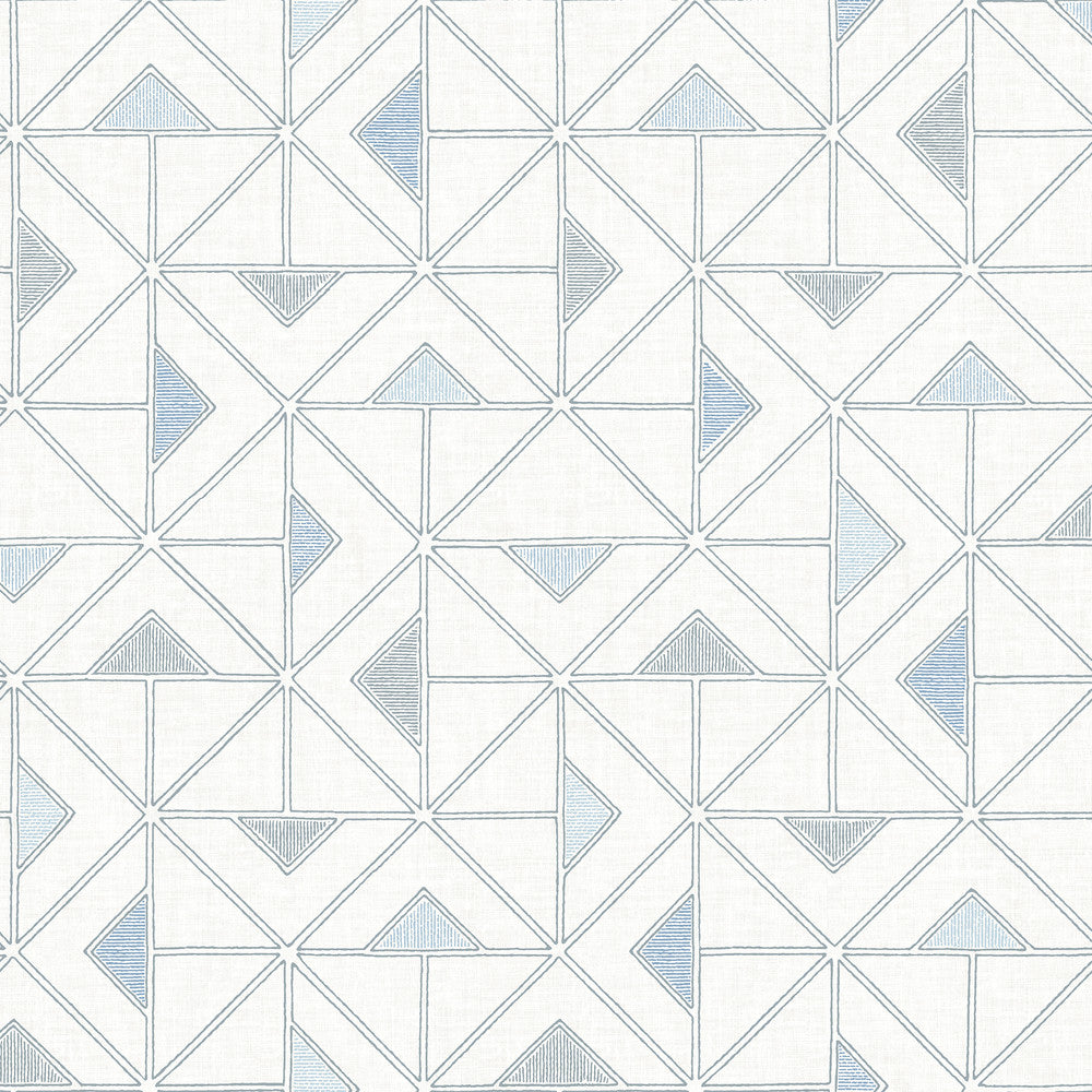 Jekyl Blue Triangles Wallpaper by A-Street Prints Georgia Covers about 56.4 square feet 20.5-in by 33-ft long roll Unpasted 20.9 - Fabric Carolina -