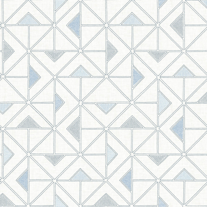Jekyl Blue Triangles Wallpaper by A-Street Prints Georgia Covers about 56.4 square feet 20.5-in by 33-ft long roll Unpasted 20.9 - Fabric Carolina -