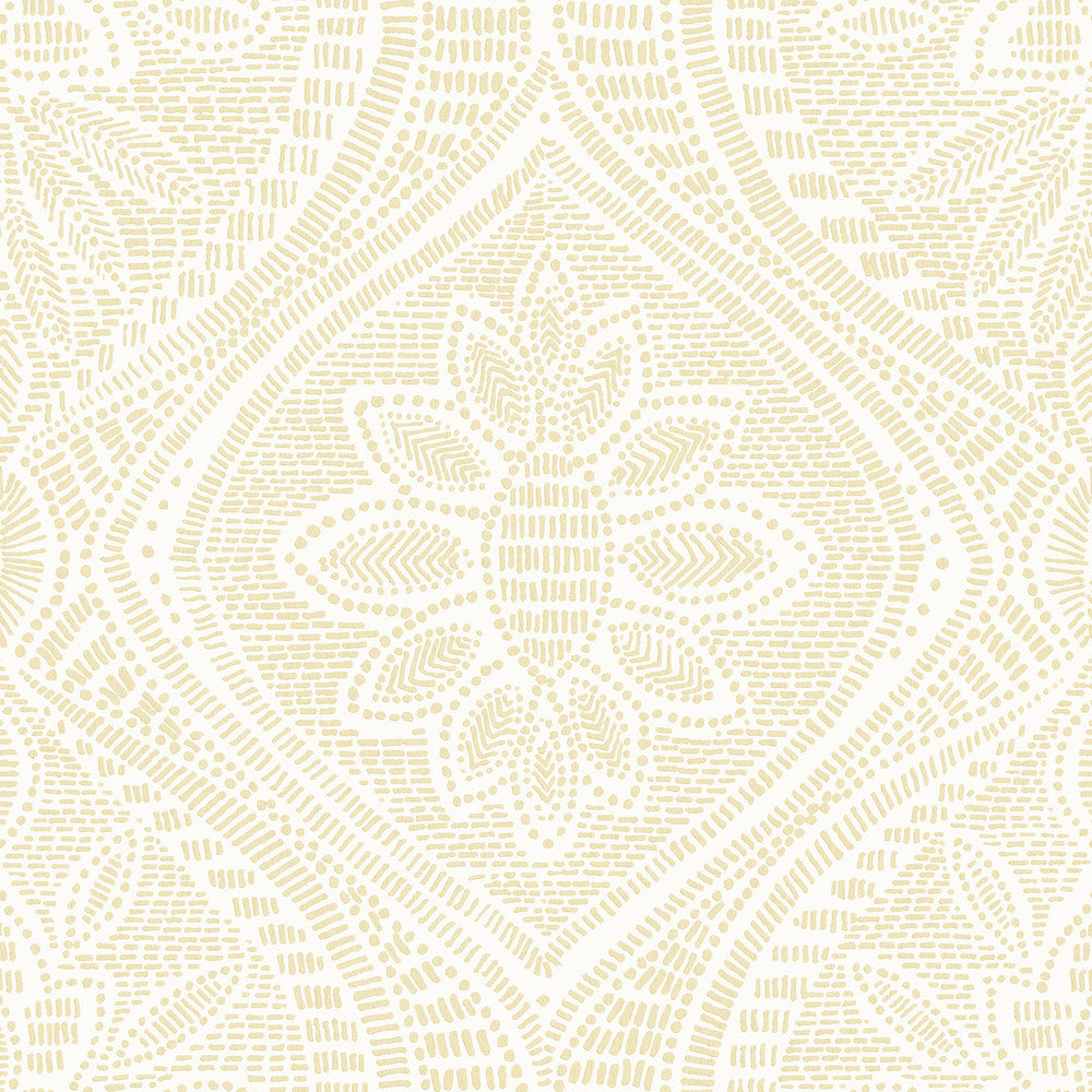 Scout Light Yellow Floral Ogee Wallpaper by A-Street Prints Georgia Covers about 56.4 square feet 20.5-in by 33-ft long roll Unpasted 10.4 - Fabric Carolina -