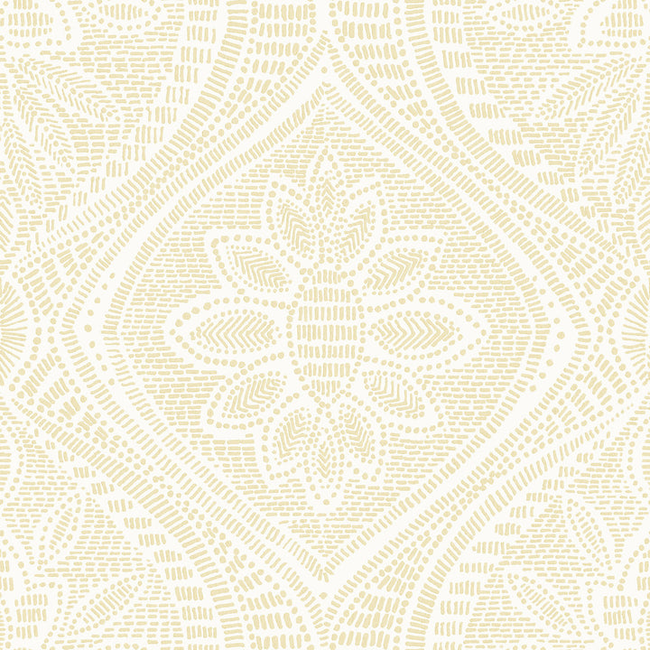 Scout Light Yellow Floral Ogee Wallpaper by A-Street Prints Georgia Covers about 56.4 square feet 20.5-in by 33-ft long roll Unpasted 10.4 - Fabric Carolina -