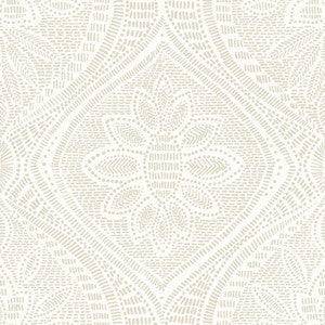 Scout Light Grey Floral Ogee Wallpaper by A-Street Prints