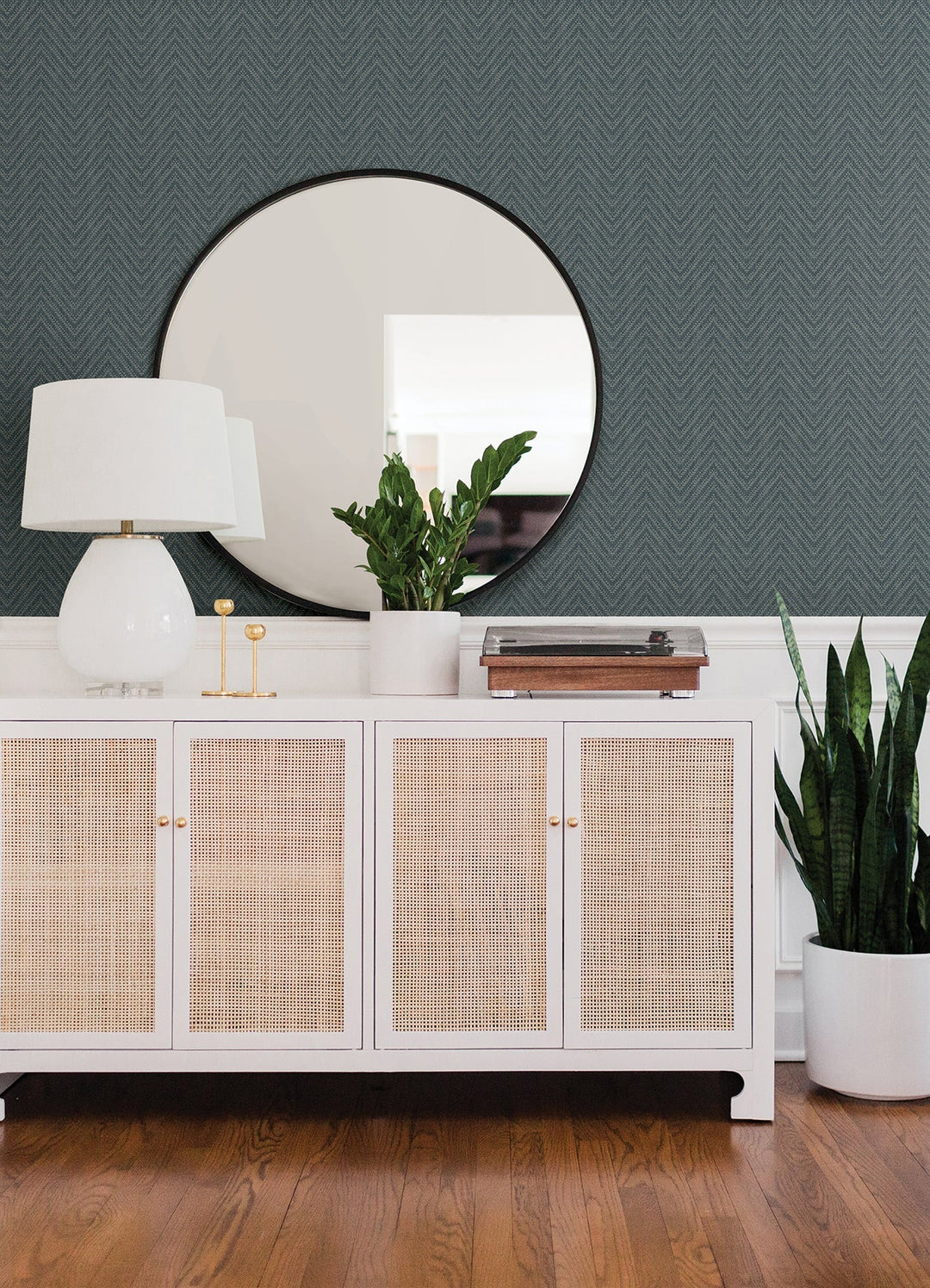 Glynn Teal Chevron Wallpaper by A-Street Prints Designer