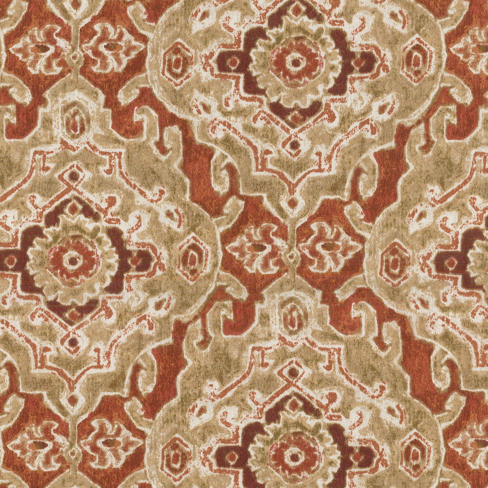 Od Stamped Damask Persimmon 407762 by PKL Studio Fabric OUTDOOR DEC '18 100% SPUN Polyester PAKISTAN Horizontal: 6.75" and Vertical: 12.60" 54" - Fabric Carolina -