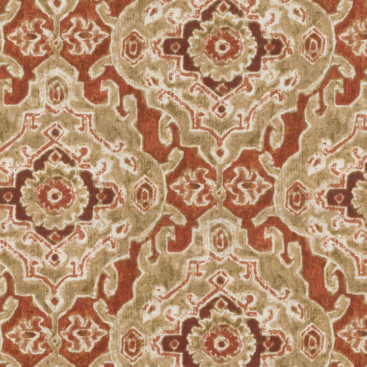 Od Stamped Damask Persimmon 407762 by PKL Studio Fabric OUTDOOR DEC '18 100% SPUN Polyester PAKISTAN Horizontal: 6.75" and Vertical: 12.60" 54" - Fabric Carolina -