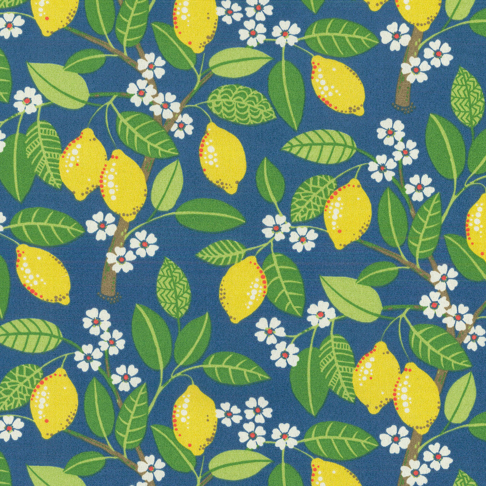 Od Lemon Tree Indigo 407771 by PKL Studio Fabric - 100% SPUN Polyester PAKISTAN Horizontal: 9 and Vertical: 12.6 54 - Fabric Carolina -