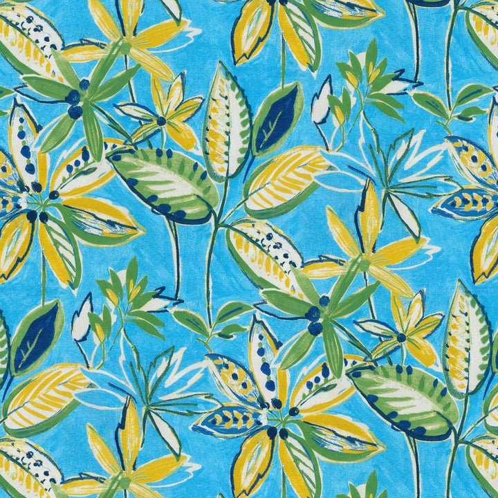 Od Painted Leaves Pool 407811 by PKL Studio Fabric OUTDOOR DEC '18 100% Spun Polyester PAKISTAN Horizontal: 27.00" and Vertical: 25.25" 54" - Fabric Carolina -