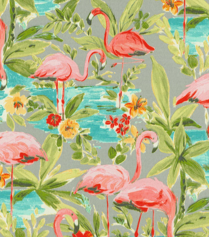 Pkl Od Flamingoin Platinum 407920 by PKL Studio Fabric OUTDOOR 2018 100% Spun Polyester PAKISTAN Horizontal: 6.75" and Vertical: 25.25" 54" - Fabric Carolina -