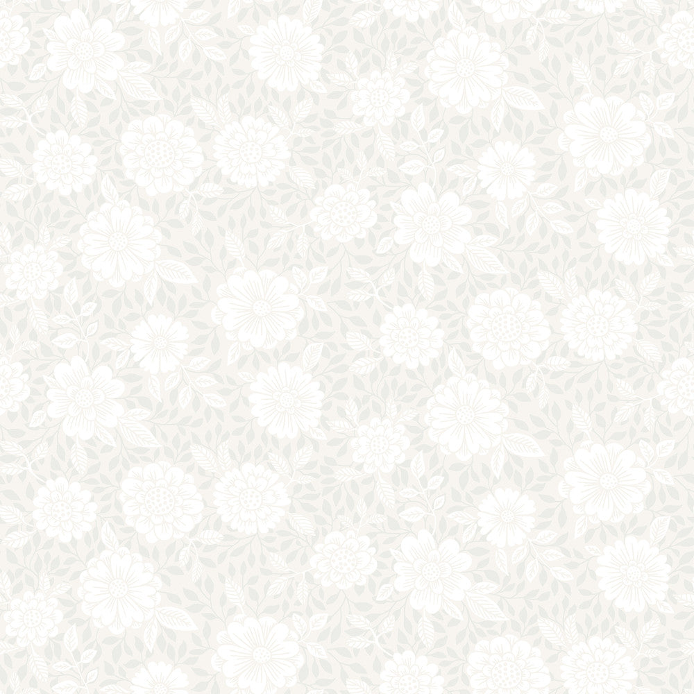 Lizette Light Grey Charming Floral Wallpaper by A-Street Prints Ingrid Covers about 57.5 square feet 20.9-in by 33-ft long roll Unpasted 10.4 - Fabric Carolina -