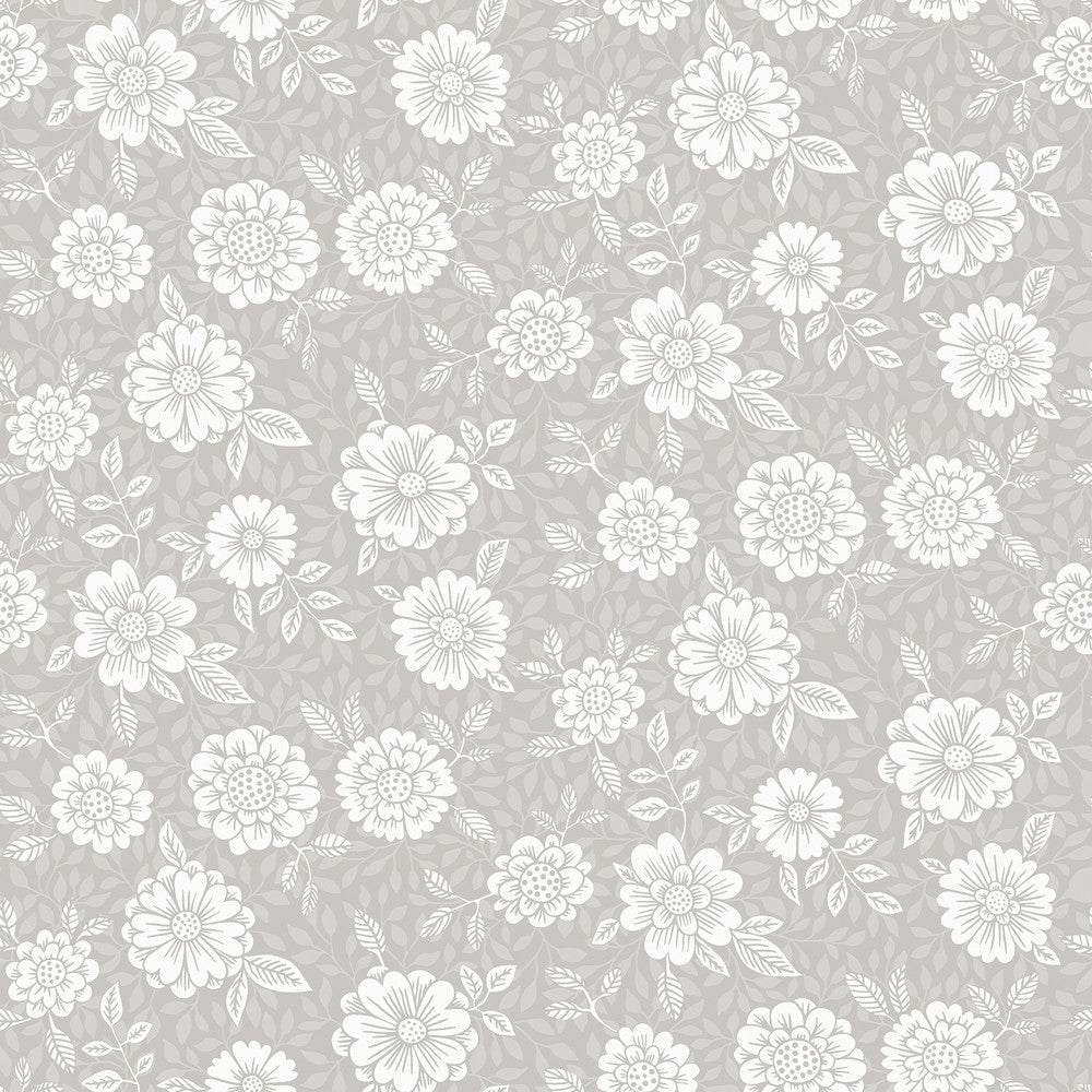 Lizette Grey Charming Floral Wallpaper by A-Street Prints Ingrid Covers about 57.5 square feet 20.9-in by 33-ft long roll Unpasted 10.4 - Fabric Carolina -
