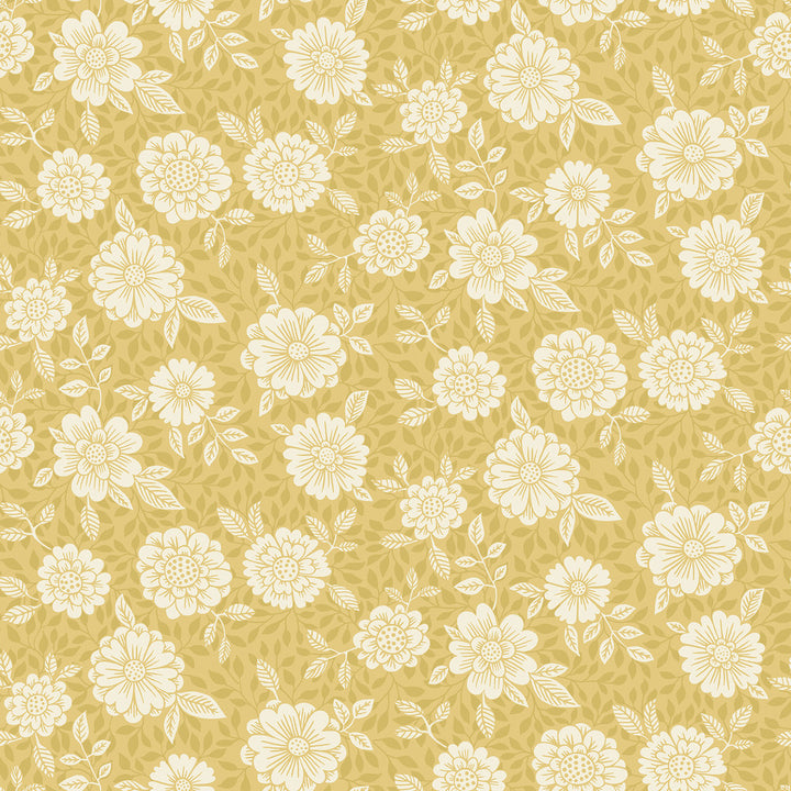 Lizette Mustard Charming Floral Wallpaper by A-Street Prints Ingrid Covers about 57.5 square feet 20.9-in by 33-ft long roll Unpasted 10.4 - Fabric Carolina -