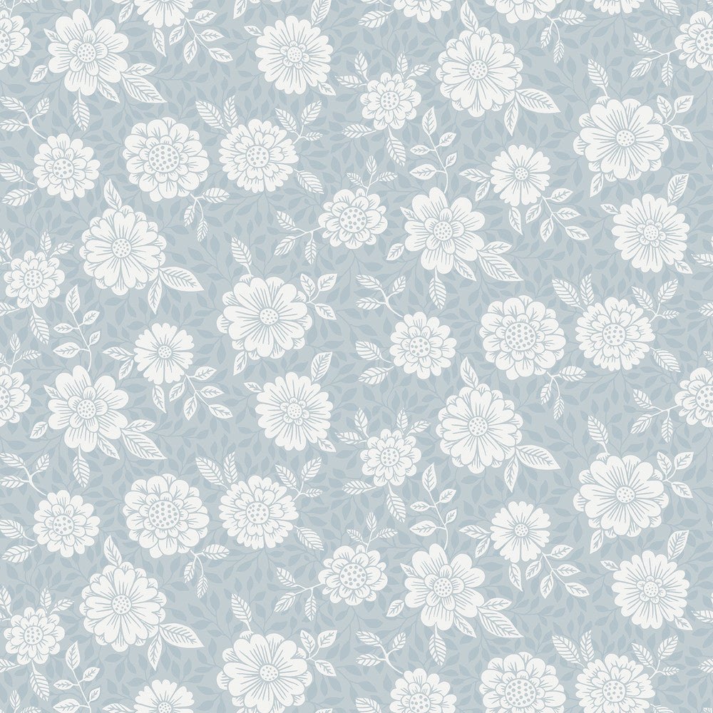 Lizette Light Blue Charming Floral Wallpaper by A-Street Prints Ingrid Covers about 57.5 square feet 20.9-in by 33-ft long roll Unpasted 10.4 - Fabric Carolina -
