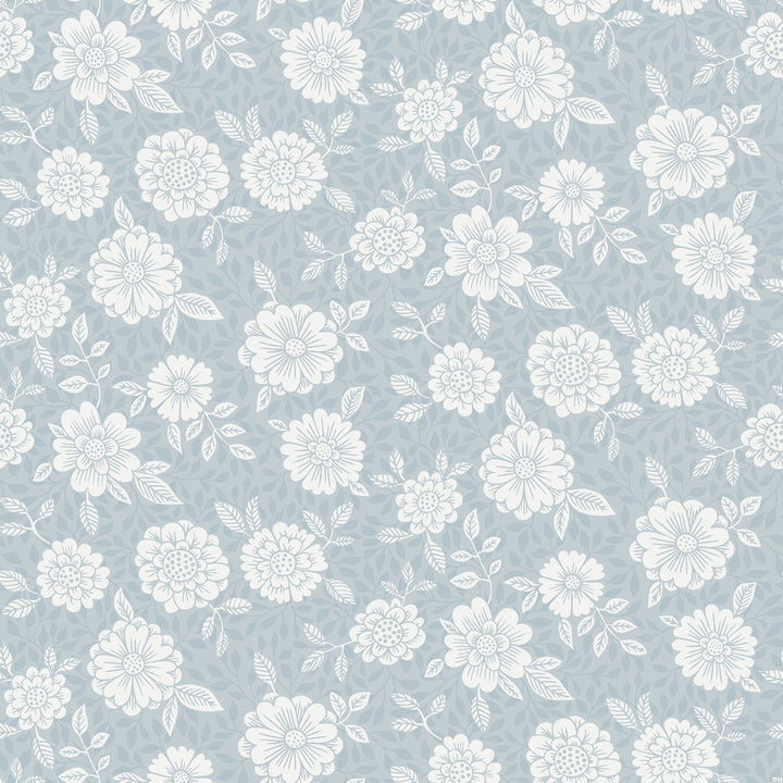 Lizette Light Blue Charming Floral Wallpaper by A-Street Prints Ingrid Covers about 57.5 square feet 20.9-in by 33-ft long roll Unpasted 10.4 - Fabric Carolina -
