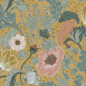 Anemone Mustard Floral Wallpaper by A-Street Prints