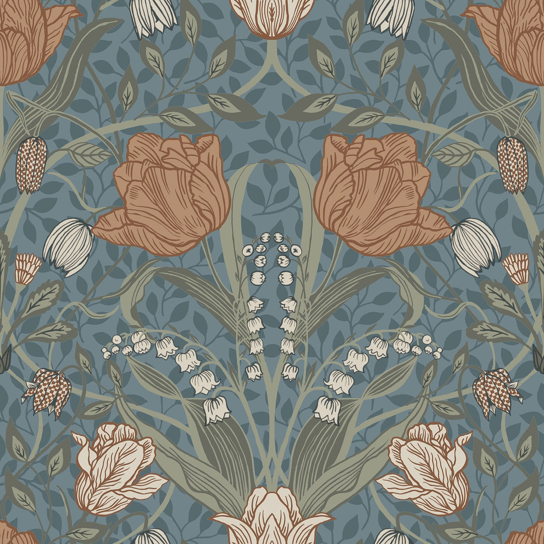 Fillippa Blue Tulip Wallpaper by A-Street Prints Designer
