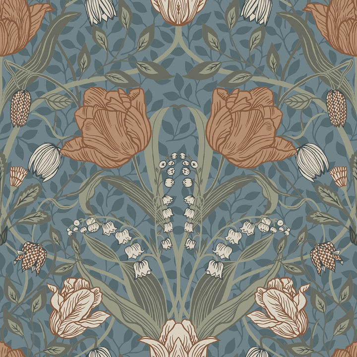 Fillippa Blue Tulip Wallpaper by A-Street Prints Designer
