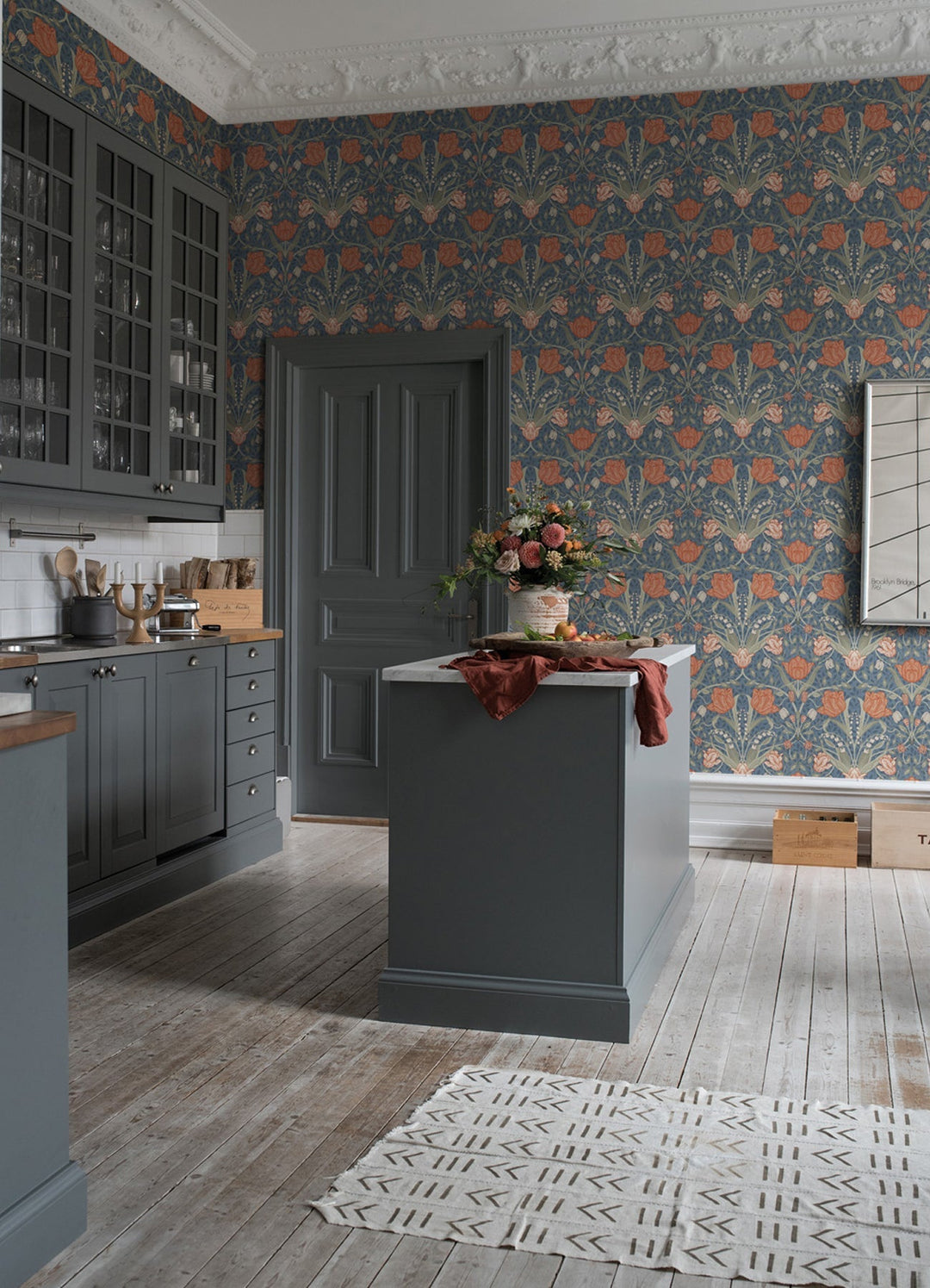 Fillippa Blue Tulip Wallpaper by A-Street Prints Designer