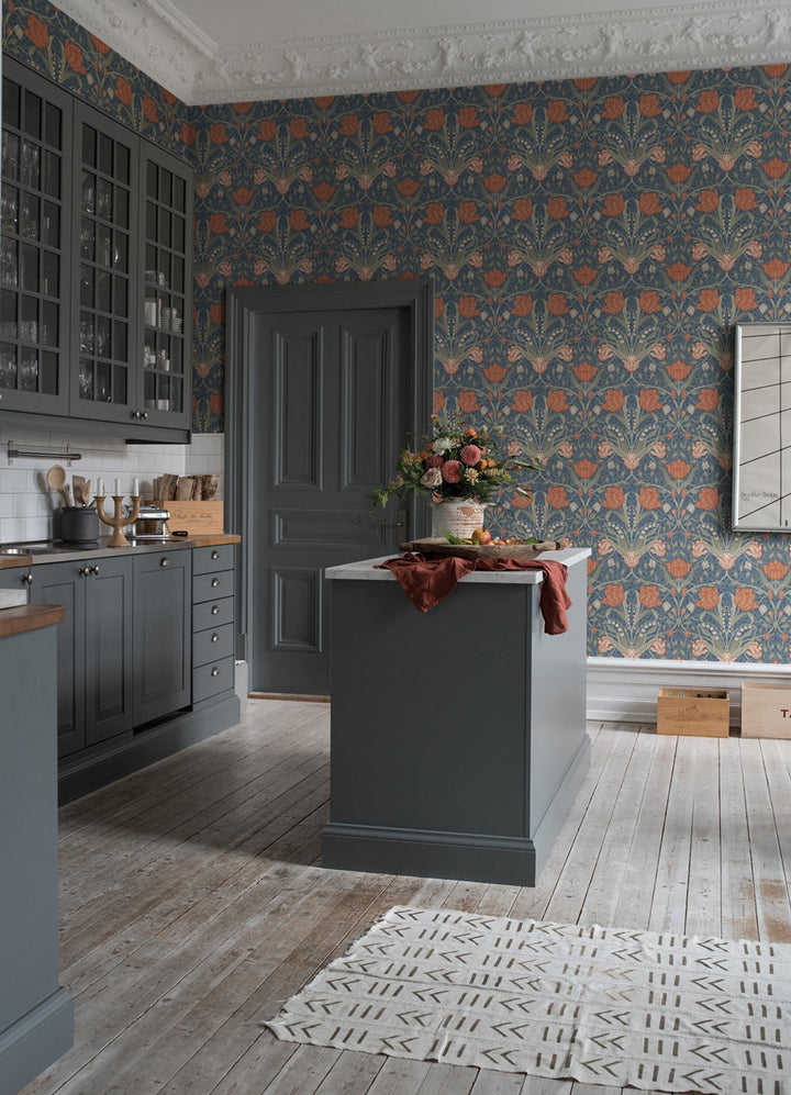 Fillippa Blue Tulip Wallpaper by A-Street Prints Designer